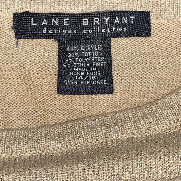 Lane Bryant Minimalist Monochrome Golden Sparkle Scoop neck sweater Sz 14/16 - Picture 7 of 7